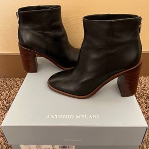 Antonio Melani Cammden Black Leather Booties